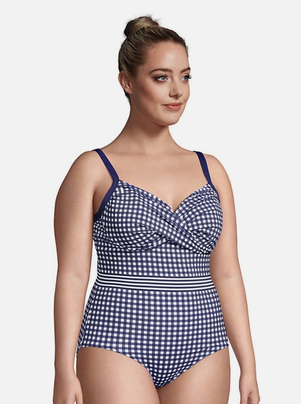 DRAPER JAMES LANDS' END Plus Size Gingham Tummy Control Swimsuit